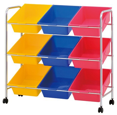 Zenments, 9 Bin Storage Organizer With Wheels, Multicolour, 90.5Wx36Dx86H cm, HTC-ZEN-262