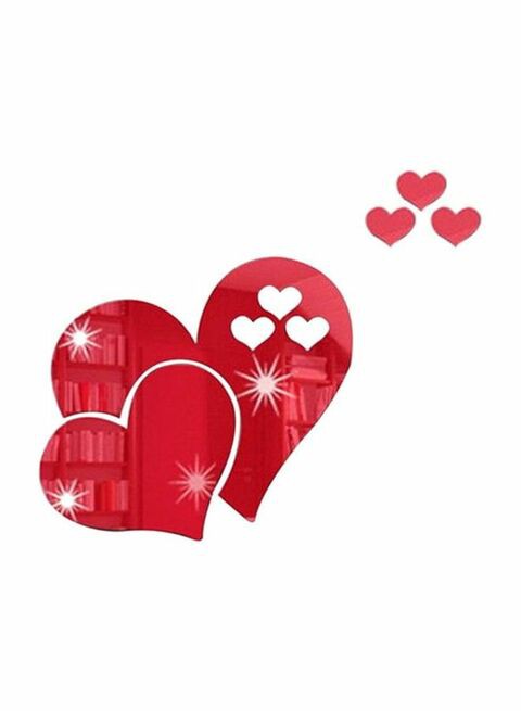 Voberry 3D Mirror Heart Shaped Decorative Wall Sticker Red 20X5X5Cm