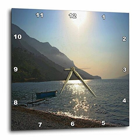 3Drose Dpp_181578_1 Deserted Beach And Fishing Boat At Akbuk Wall Clock, 10&quot; X 10&quot;