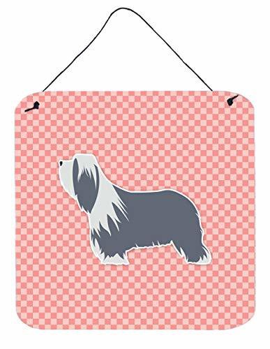 Caroline&#39;s Treasures Bb3617Ds66 Bearded Collie Checkerboard Pink Wall Or Door Hanging Prints, 6X6, Multicolor