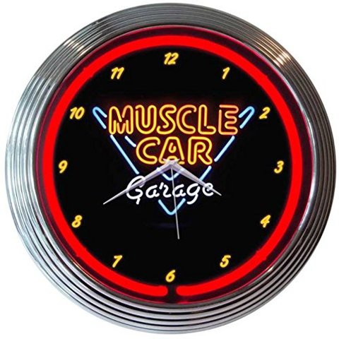 Neonetics Muscle Car Garage Neon Wall Clock, 15-Inch