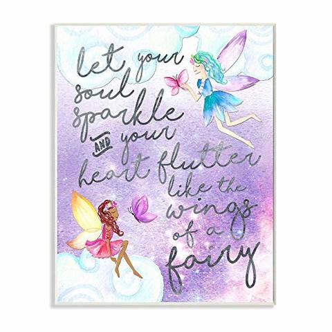 Stupell Industries Let Your Soul Sparkle Fairies Painting Wall Plaque, 10X15, Design By Artist Erica Billups