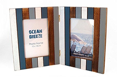 Stealstreet Hhe-531 Ss-Ug-Hhe-531, 9&quot; Striped Faux Wood Hinged Double Photo Frame, Pack Of 3 - Multi