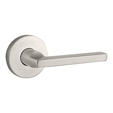 Baldwin Hdsqulcrr150 Reserve Half Dummy Square With Contemporary Round Rose, Satin Nickel Finish, Left Hand