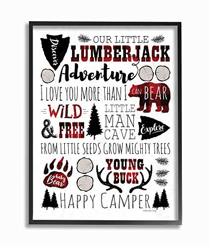 The Kids Room by Stupell Stupell Home D Cor Our Little Lumberjack Typography Framed Giclee Texturized Art, 11 X 1.5 X 14, Proudly Made In Usa