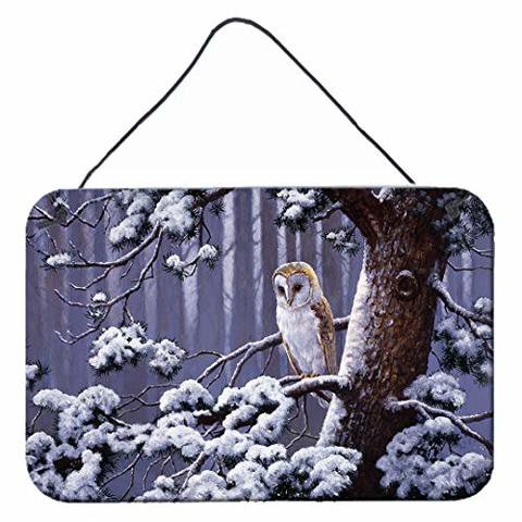 Caroline&#39;s Treasures Bdba0303Ds812 Owl On A Tree Branch In The Snow Wall Or Door Hanging Prints, 8X12, Multicolor