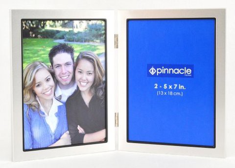 Pinnacle Frames and Accents Pinnacle Frames Double Silver Metal Frame With Black Lip, 5 Inch By 7 Inch