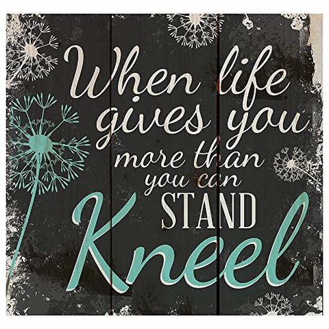 P. Graham Dunn When Life Gives You More You Can Stand Kneel Dandelion Wisps 10 X 10 Wood Pallet Design Wall Art Sign