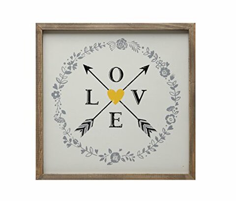 Creative Co-Op Square Wood Framed Love And Arrows Print