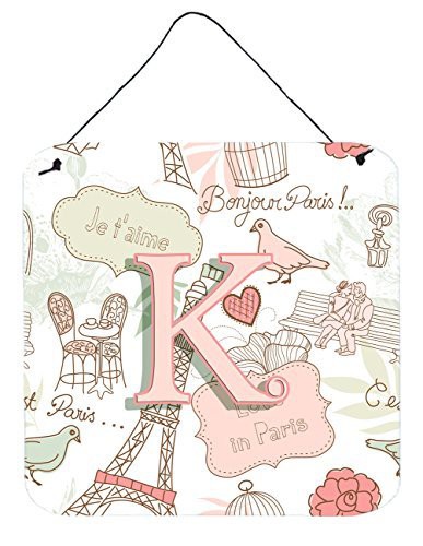 Caroline&#39;s Treasures Letter K Love In Paris Pink Wall Or Door Hanging Prints, 6 X 6