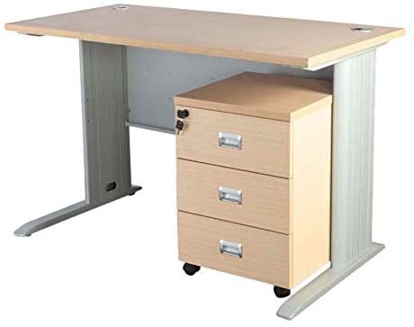 Mahmayi Modern Station 1260 Office Desk With 3 Mobile Drawer -W120Cms X D60Cms X H75Cms (Oak)