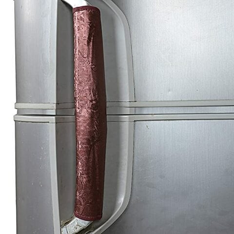 Kuber Industries Floral PVC 2 Piece Fridge Handle Cover Set - Maroon