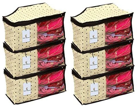 Kuber Industries 6 Piece Non Woven Blouse Cover Set, Ivory (CTS00827)