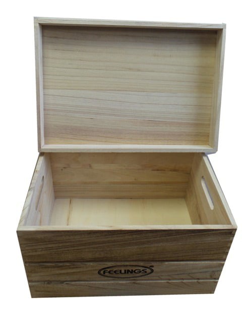 Feelings Wooden Storage Box with Lid Large