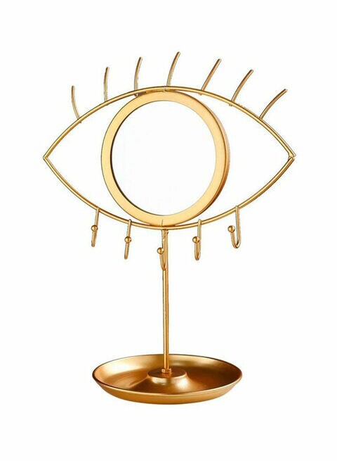 East Lady Eye Designed Mirror With Jewellery Hanging Stand And Tray Gold/Clear 13.5x32cm