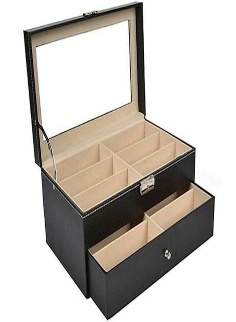 East Lady Two Layers Glasses Visible Sunglasses Storage Box Organizer 12 PCS black