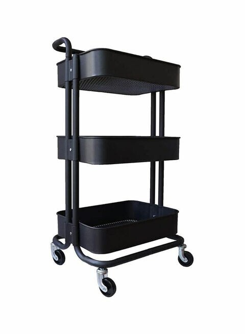 3 Tier Trolley Storage Cart With Wheels Black 43.5x33x87cm