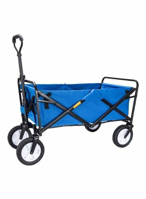 Heavy Duty Garden Cart Wagon Foldable Outdoor Trolley Transport Blue 85x48x26centimeter