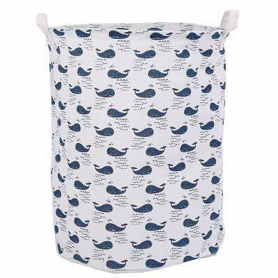 Lovey Fabric Pattern Theme Storage Basket | Portable Bucket Laundry Basket for Children&#39;s Toys Pet Toys- Laundry, Nursery, Kids Rooms, Bathroom (13.8&quot;(D) x 15.7&quot;(H), Whale)