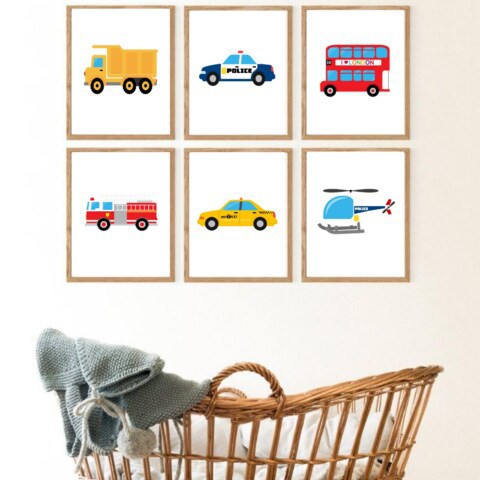 Sweet Pea Set of 6 Transport Wall Art Prints