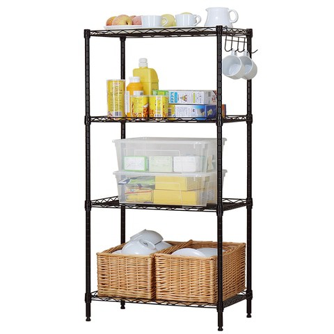 Decdeal - 60*30*120CM Carbon Steel 4 Shelf Shelving Storage Unit 4 Tier Layer Rack Storage Organizer for Home Kitchen Living Room Bathroom Bedroom Outdoor