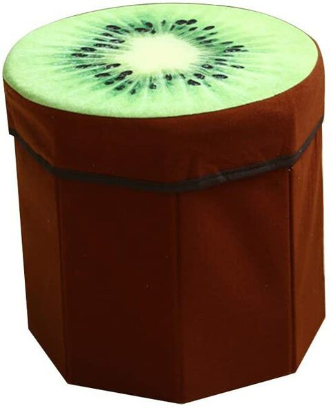 Cabilock - Cabilock Storage Stool Seat Creative Fruit Folding Storage Organizer Ottoman Stool Footstool Seat Storage Box Size Small (Kiwi Fruit)