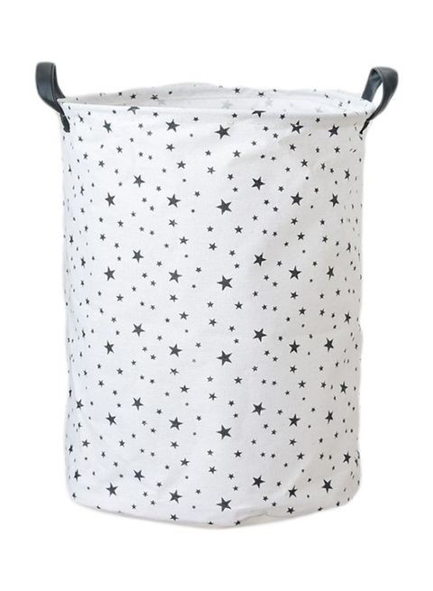 MissTiara Star Printed Folding Storage Basket White/Black 40x50centimeter