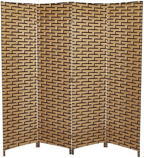 Generic Aft Plastic &amp; Bamboo Foldable Room Divider - Black/Yellow