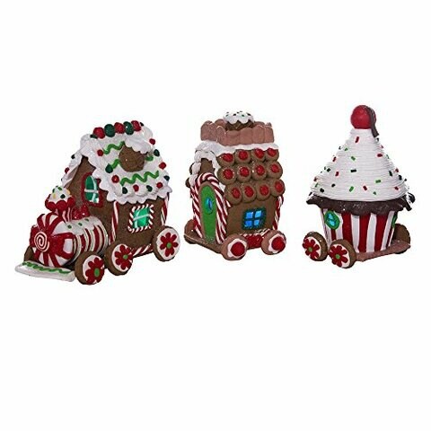 Kurt Adler 4.3-Inch Claydough 3D Led Gingerbread Train Set Of 3-Pieces