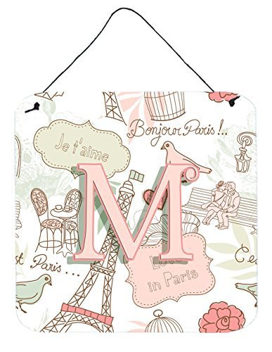 Caroline&#39;s Treasures Letter M Love In Paris Pink Wall Or Door Hanging Prints, 6 X 6