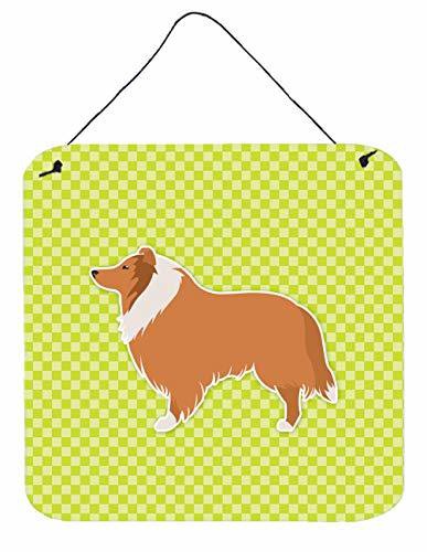 Caroline&#39;s Treasures Bb3816Ds66 Collie Checkerboard Green Wall Or Door Hanging Prints, 6X6, Multicolor