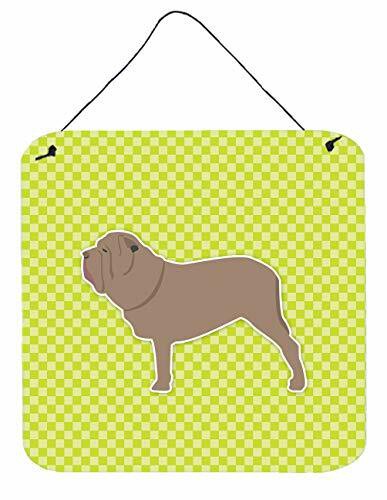 Caroline&#39;s Treasures Bb3865Ds66 Neapolitan Mastiff Checkerboard Green Wall Or Door Hanging Prints, 6X6, Multicolor