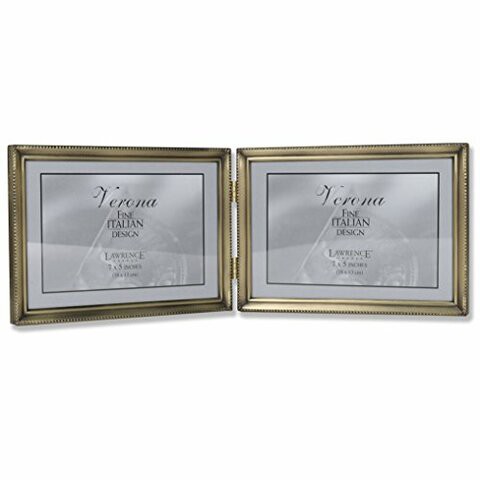 Lawrence Frames 11475D Antique Gold Bead Hinged Double Picture Frame, 7 By 5-Inch