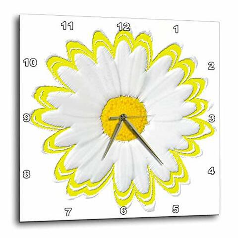 3Drose Dpp_38798_2 Yellow And White Daisy-Wall Clock, 13 By 13-Inch