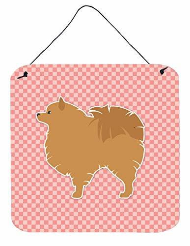 Caroline&#39;s Treasures Bb3642Ds66 Pomeranian Checkerboard Pink Wall Or Door Hanging Prints, 6X6, Multicolor