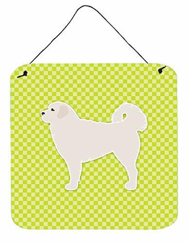 Caroline&#39;s Treasures Bb3827Ds66 Polish Tatra Sheepdog Checkerboard Green Wall Or Door Hanging Prints, 6X6, Multicolor