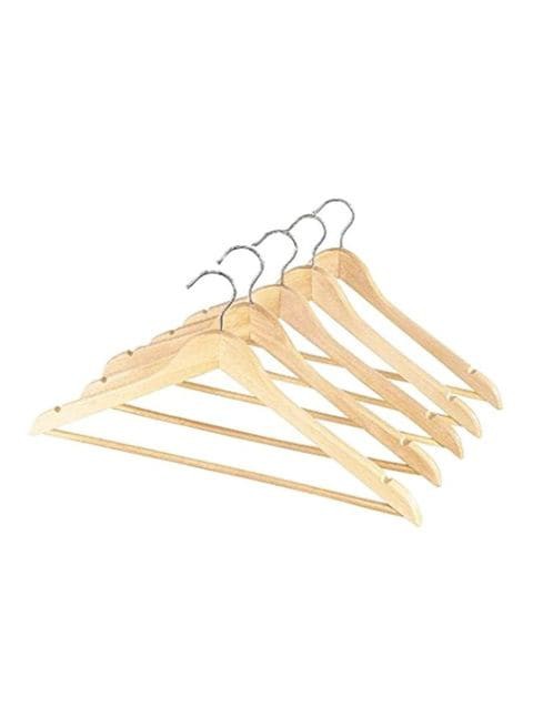 Whitmor Pack Of 5 Wooden Hanger Beige 5x17.3x9.5inch