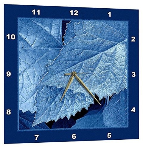 3Drose Cobalt Blue Metallic Leaves With Royal Blue Frame - Wall Clock, 13 By 13-Inch (Dpp_33455_2)