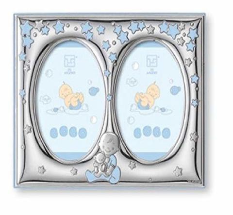 Silver Touch Usa Finest Sterling Silver Double Picture Frame, Blue, 5&quot; X 7&quot;