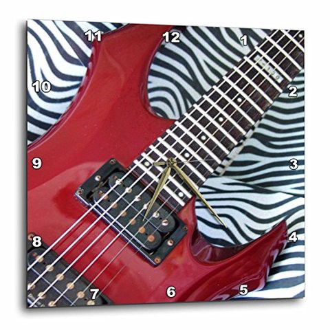 3Drose Dpp_43774_2 Close Up Red Guitar On Zebra Fur-Wall Clock, 13 By 13-Inch