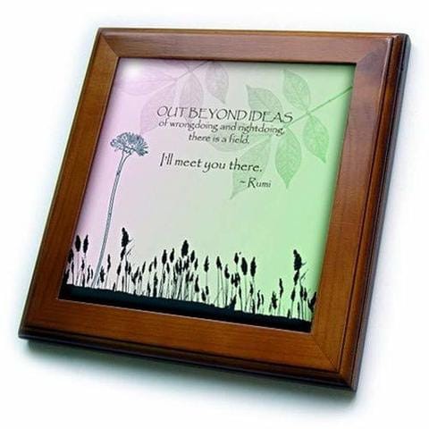 3Drose Llc Ft_79325_1 Framed Tile, 8 By 8-Inch, &quot;Out Beyond Ideas Rumi Quotes-Inspirational Art&quot;