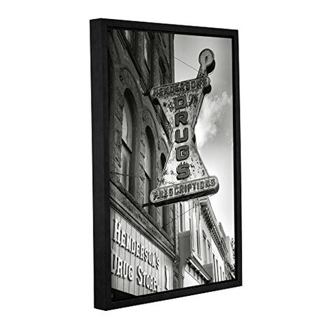 Artwall Steve Ainsworth&#39;s Drug Store Sign Gallery Wrapped Floater Framed Canvas, 12 X 18&quot;