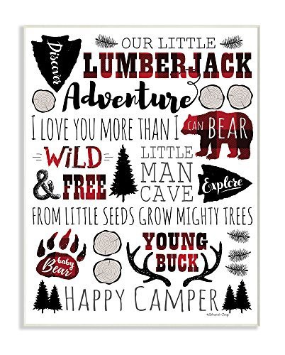 The Kids Room by Stupell Stupell Home D Cor Our Little Lumberjack Typography Wall Plaque Art, 10 X 0.5 X 15, Proudly Made In Usa