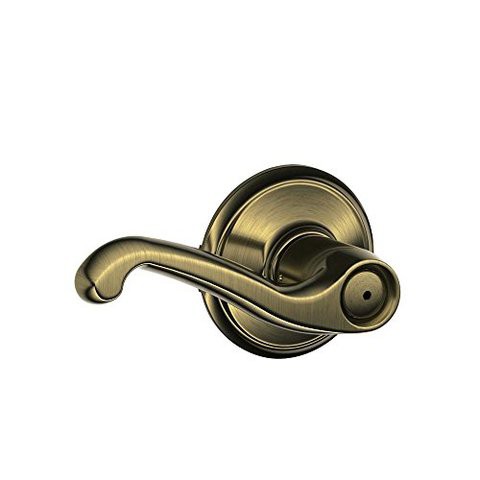 Schlage F40Fla609 Flair F40 Flat Wave Reversible Door Lever Lockset, Solid, Antique Brass