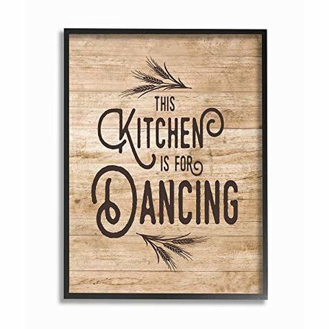 Stupell Industries The Stupell Home Decor Collection This Kitchen Is For Dancing Distressed Wood Typography Framed Giclee Texturized Art