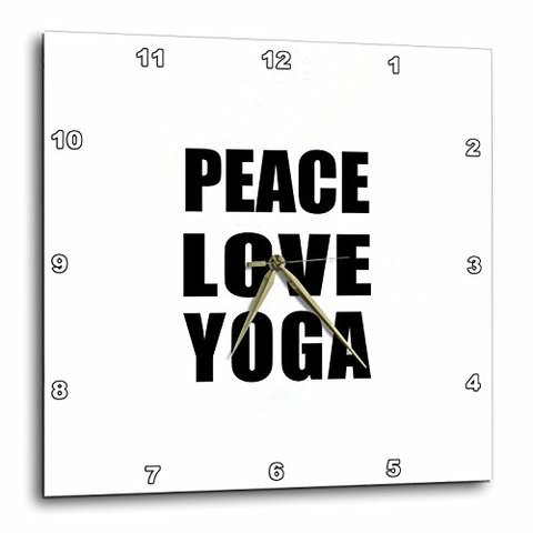 3Drose Dpp_184920_3 Peace Love And Yoga Things That Make Me Happy Yoga Enthusiast Gift Wall Clock, 15 By 15-Inch