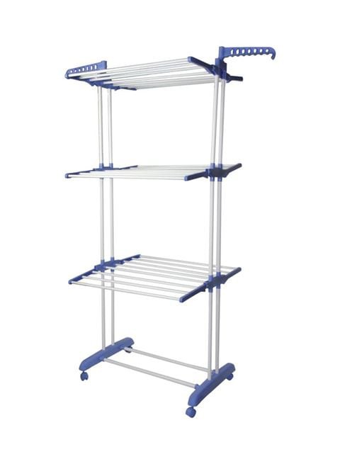 Leostar Three Layer Clothes Rack Hanger With Wheels White/Blue Medium