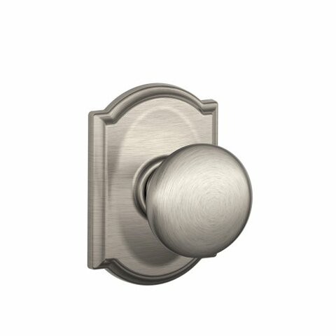 Schlage F10 Ply 619 Cam Camelot Collection Plymouth Passage Knob, Satin Nickel