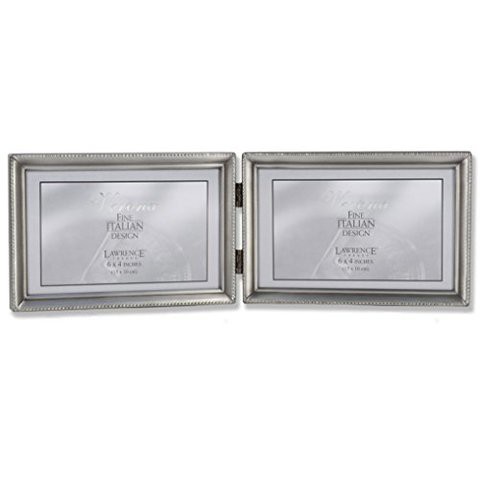 Lawrence Frames Antique Pewter 4X6 Hinged Double Horizontal Picture Frame - Bead Border Design