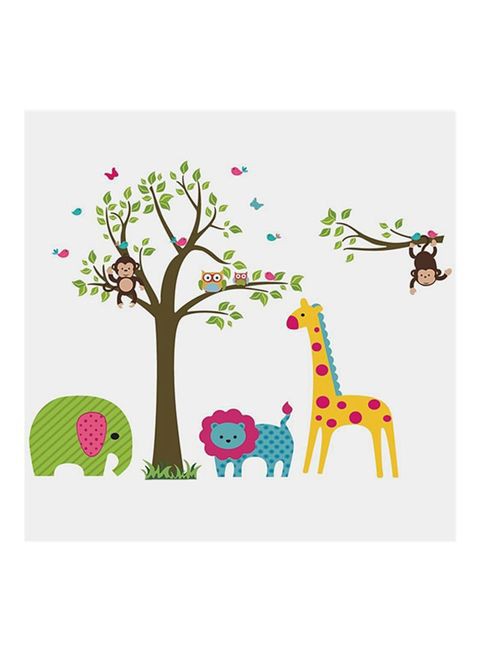 Homeyan Giraffe Monkey Tree Shaped Wall Sticker Multicolour 60X90cm